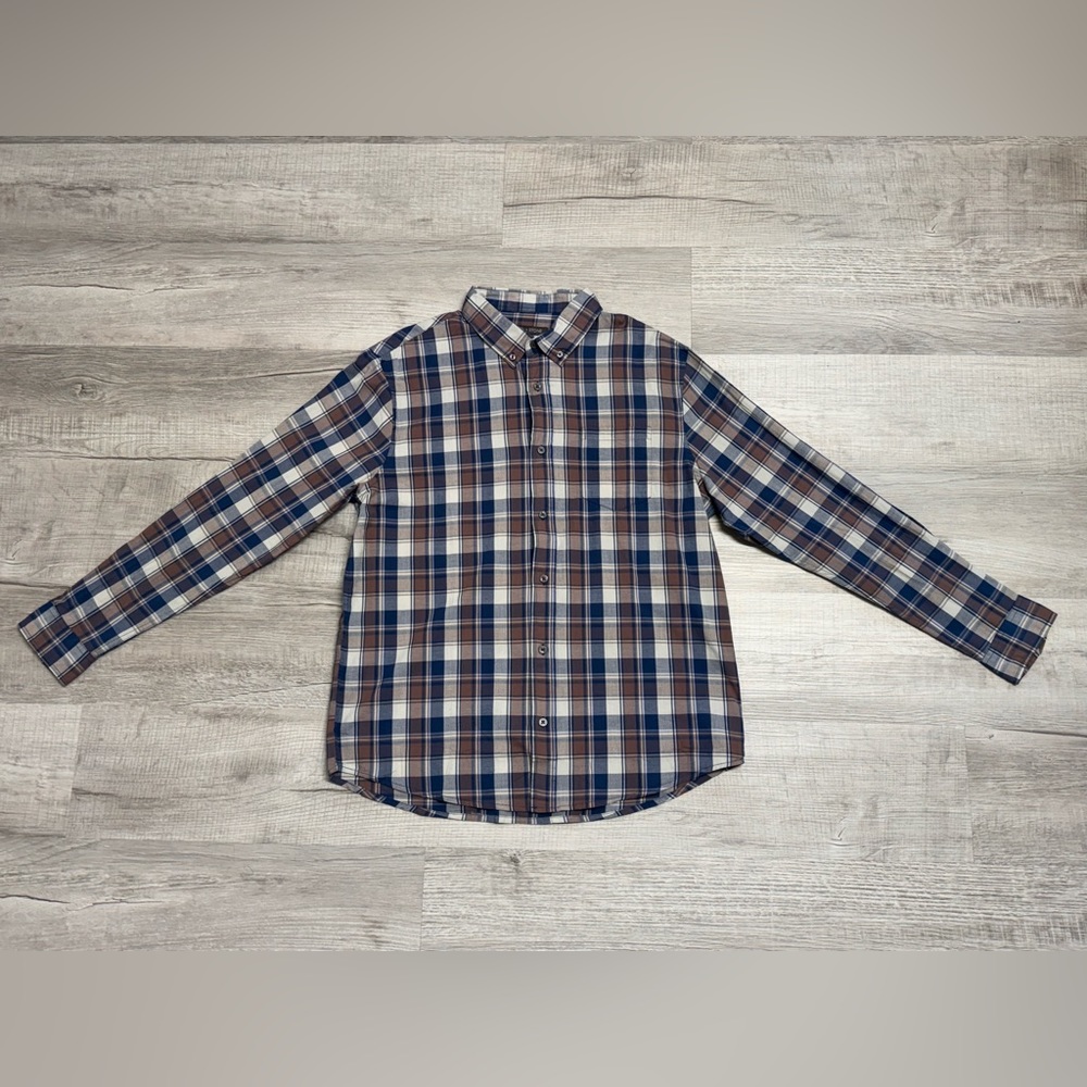 Slate & Stone - Blue Orange Plaid Shirt